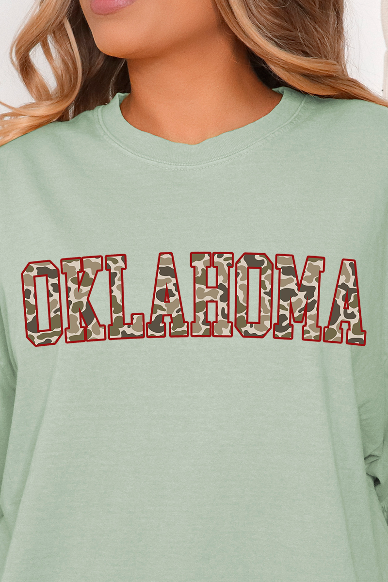 Crimson Oklahoma Camo Comfort Colors Adult Ring-Spun Cotton Tee