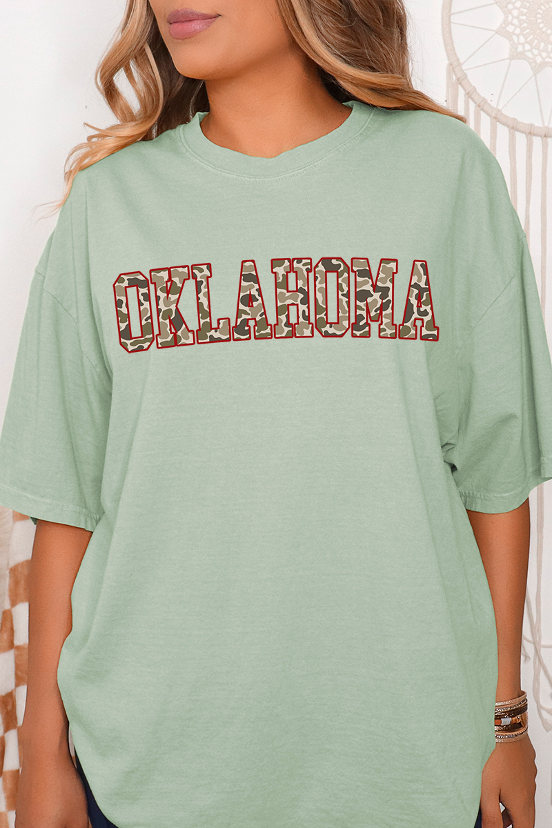 Crimson Oklahoma Camo Comfort Colors Adult Ring-Spun Cotton Tee