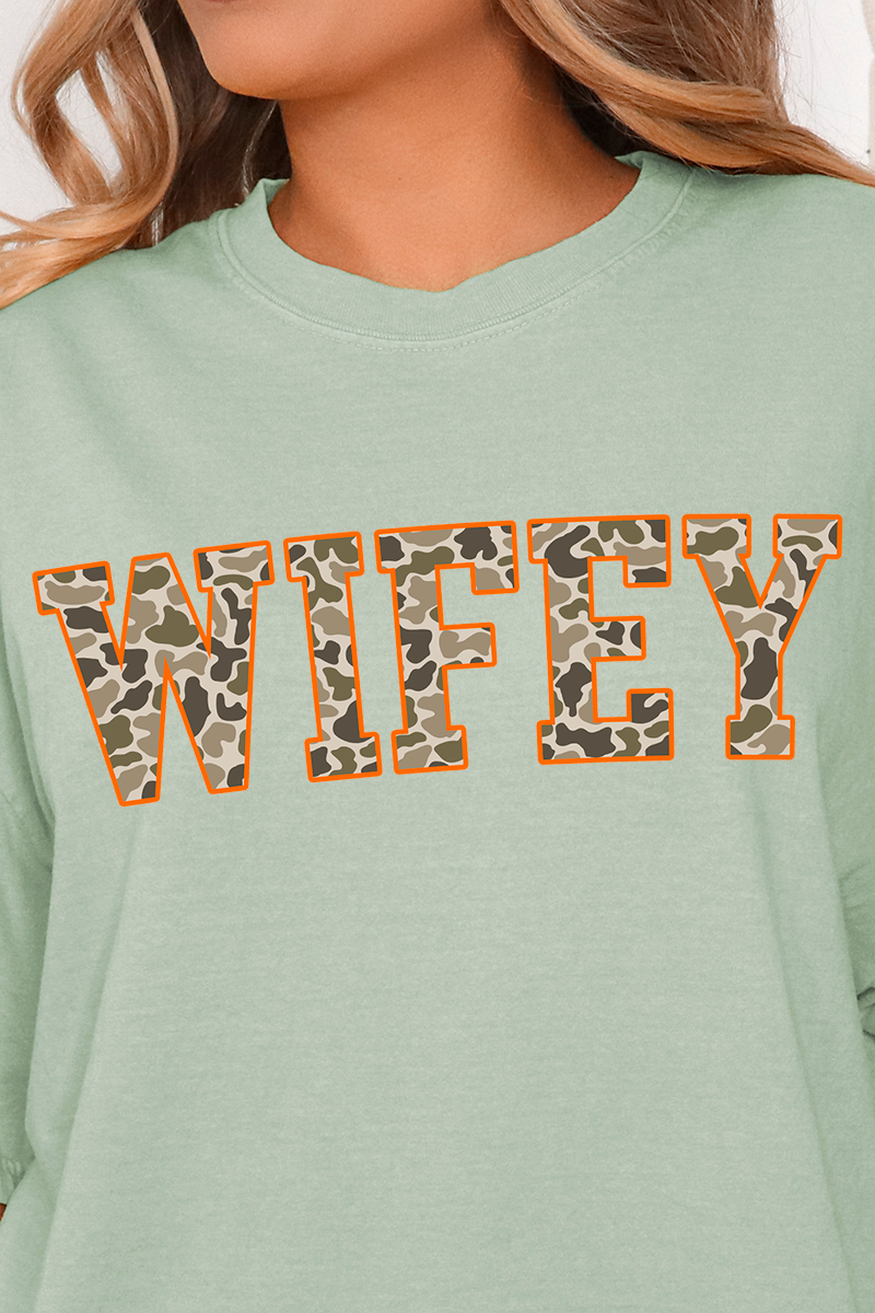 Orange Wifey Camo Comfort Colors Adult Ring-Spun Cotton Tee