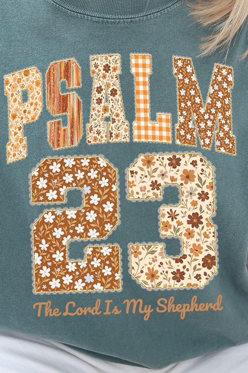 Floral Psalm 23 Comfort Colors Adult Ring-Spun Cotton Tee