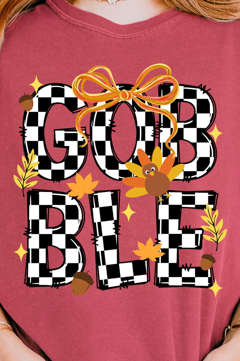 Checkered Gobble Coquette Comfort Colors Adult Ring-Spun Cotton Tee
