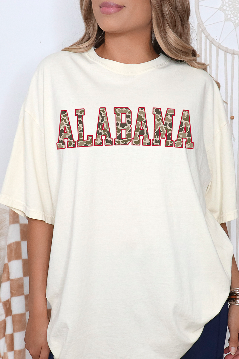 Crimson Alabama Camo Comfort Colors Adult Ring-Spun Cotton Tee