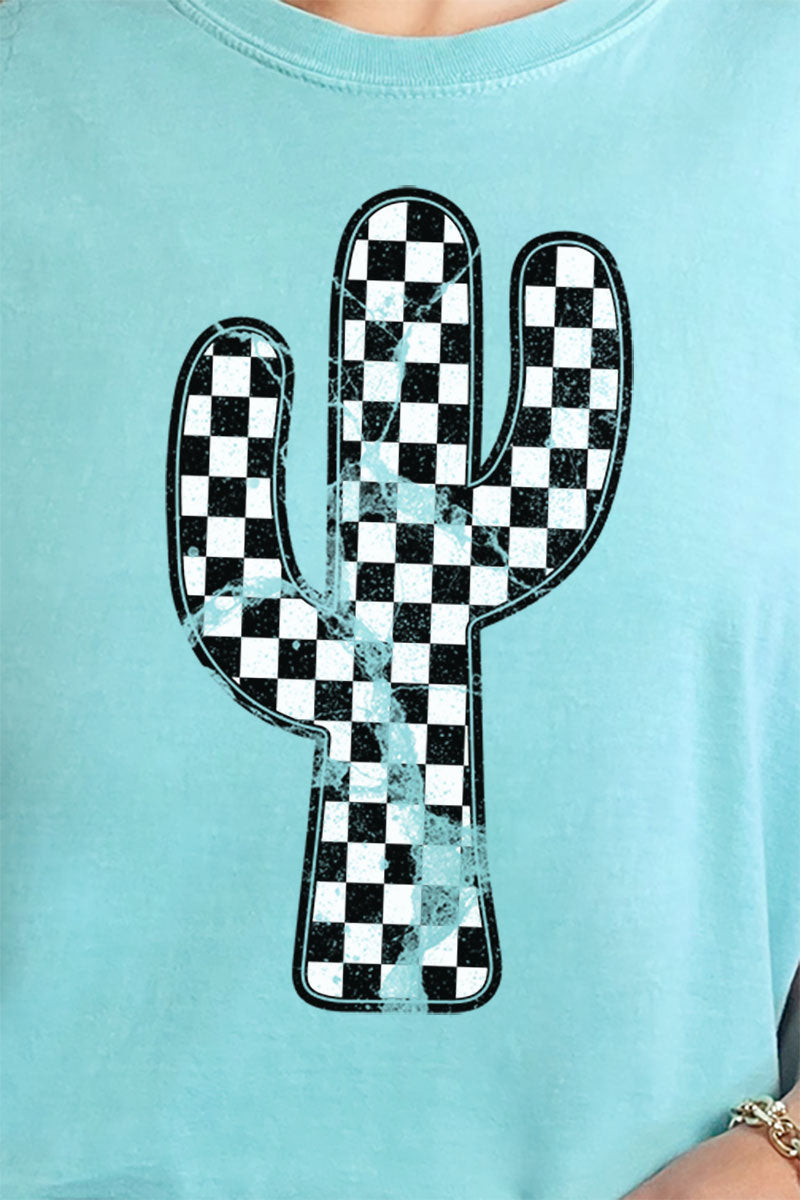 Checkered Cactus Comfort Colors Adult Ring-Spun Cotton Tee