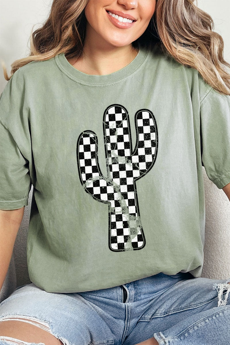 Checkered Cactus Comfort Colors Adult Ring-Spun Cotton Tee