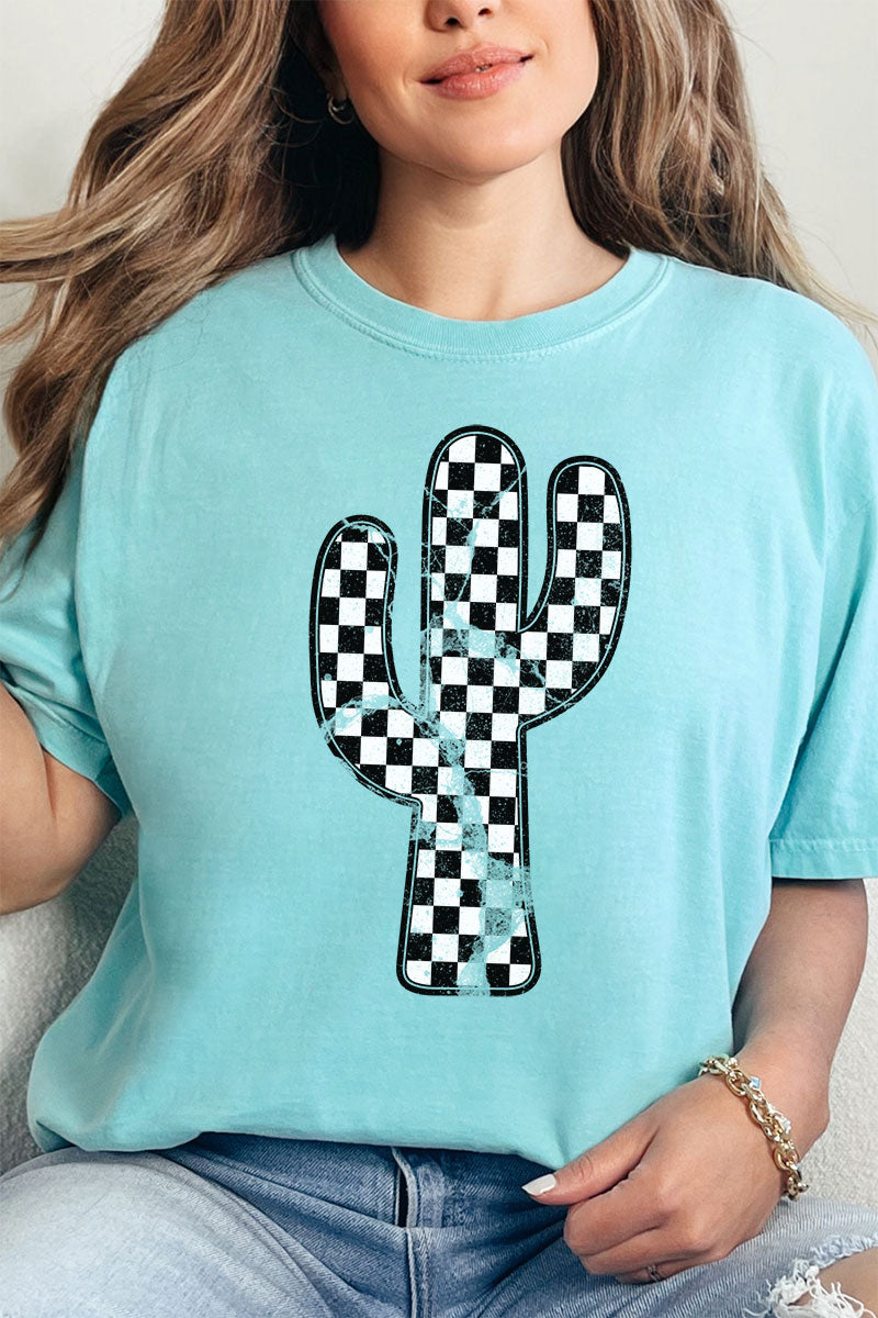 Checkered Cactus Comfort Colors Adult Ring-Spun Cotton Tee