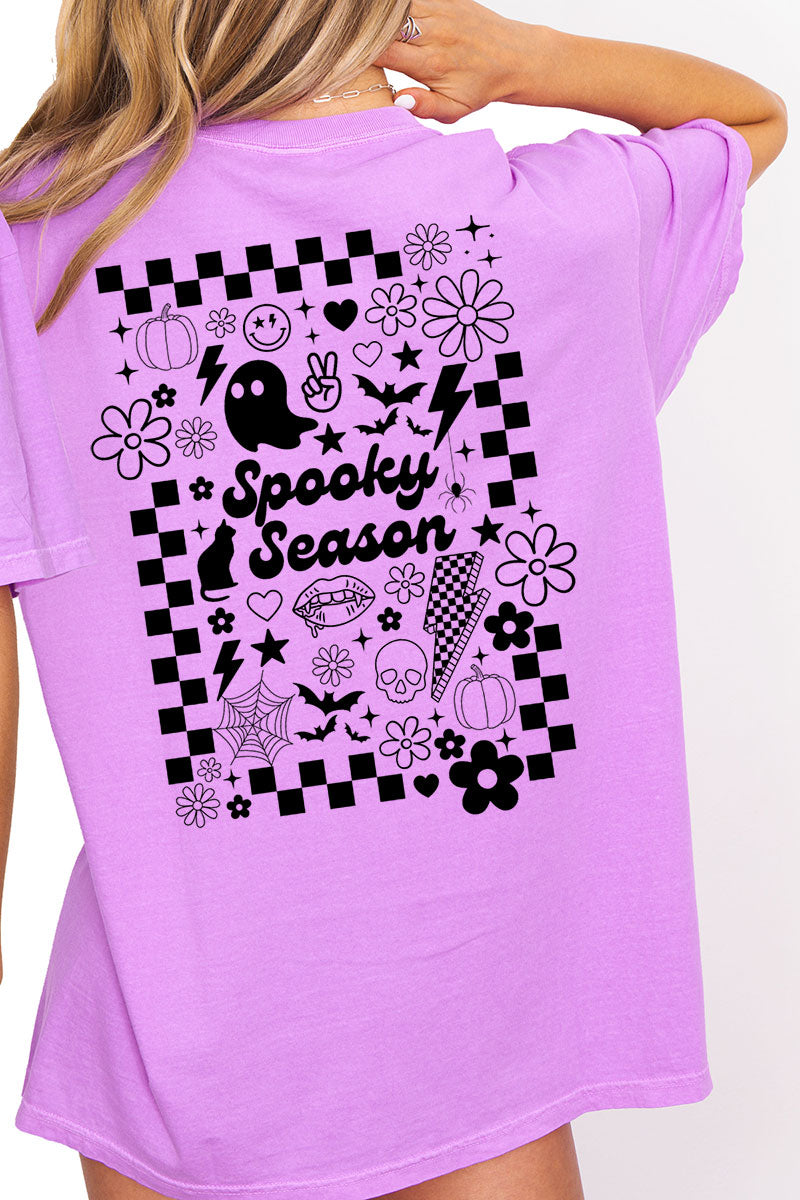 Retro Spooky Season Front & Back Comfort Colors Adult Ring-Spun Cotton Tee