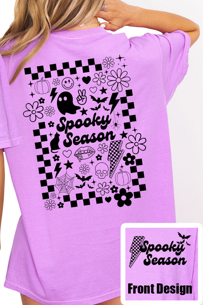 Retro Spooky Season Front & Back Comfort Colors Adult Ring-Spun Cotton Tee