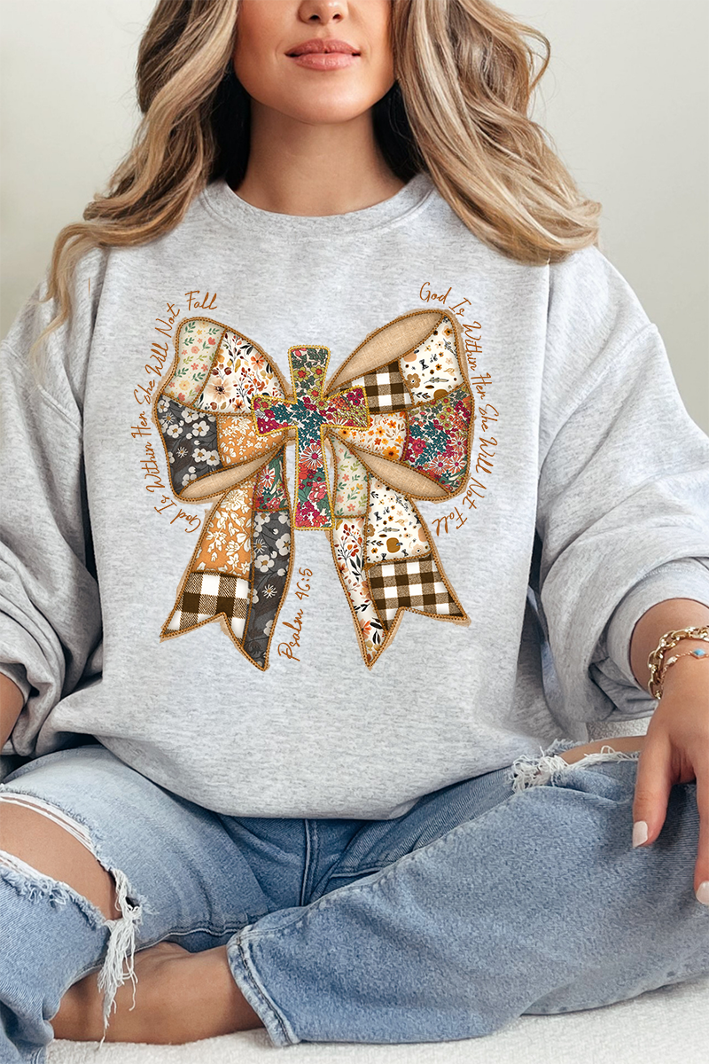 God Is Within Her Patchwork Bow Heavy-weight Crew Sweatshirt product image 3