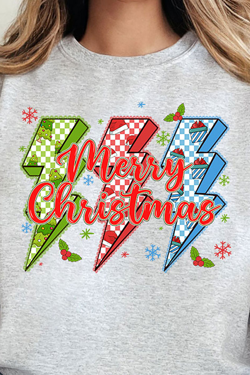 Merry Christmas Lightning Bolts Heavy-weight Crew Sweatshirt product image 2