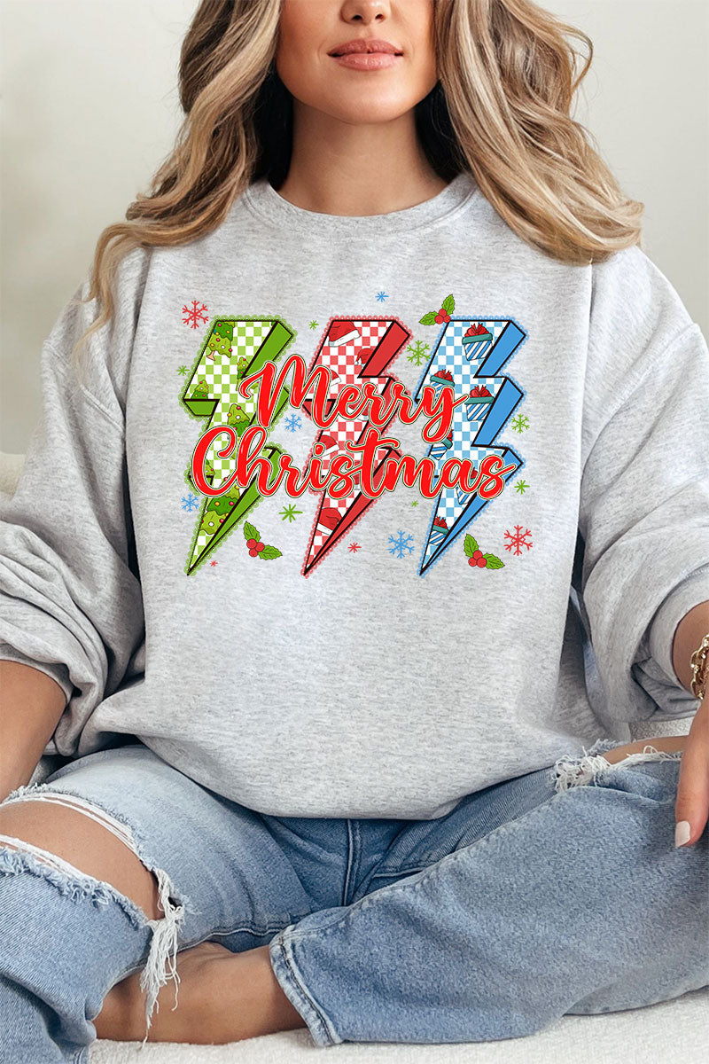 Merry Christmas Lightning Bolts Heavy-weight Crew Sweatshirt product image 10