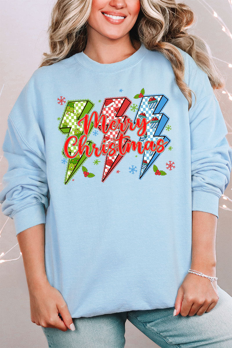 Merry Christmas Lightning Bolts Heavy-weight Crew Sweatshirt product image 1