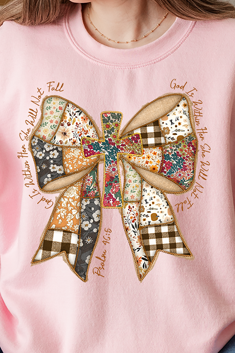 God Is Within Her Patchwork Bow Heavy-weight Crew Sweatshirt product image 2