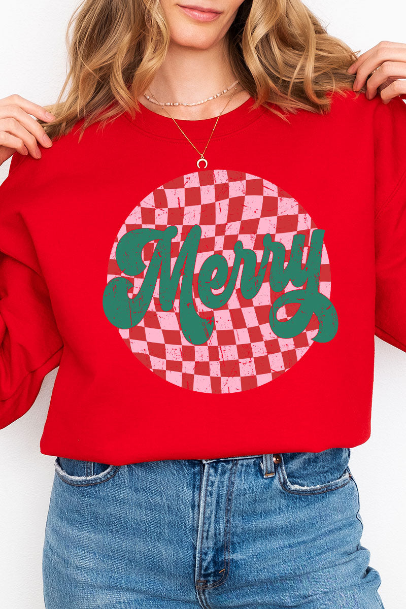 Merry Retro Check Unisex NuBlend Crew Sweatshirt product image 1