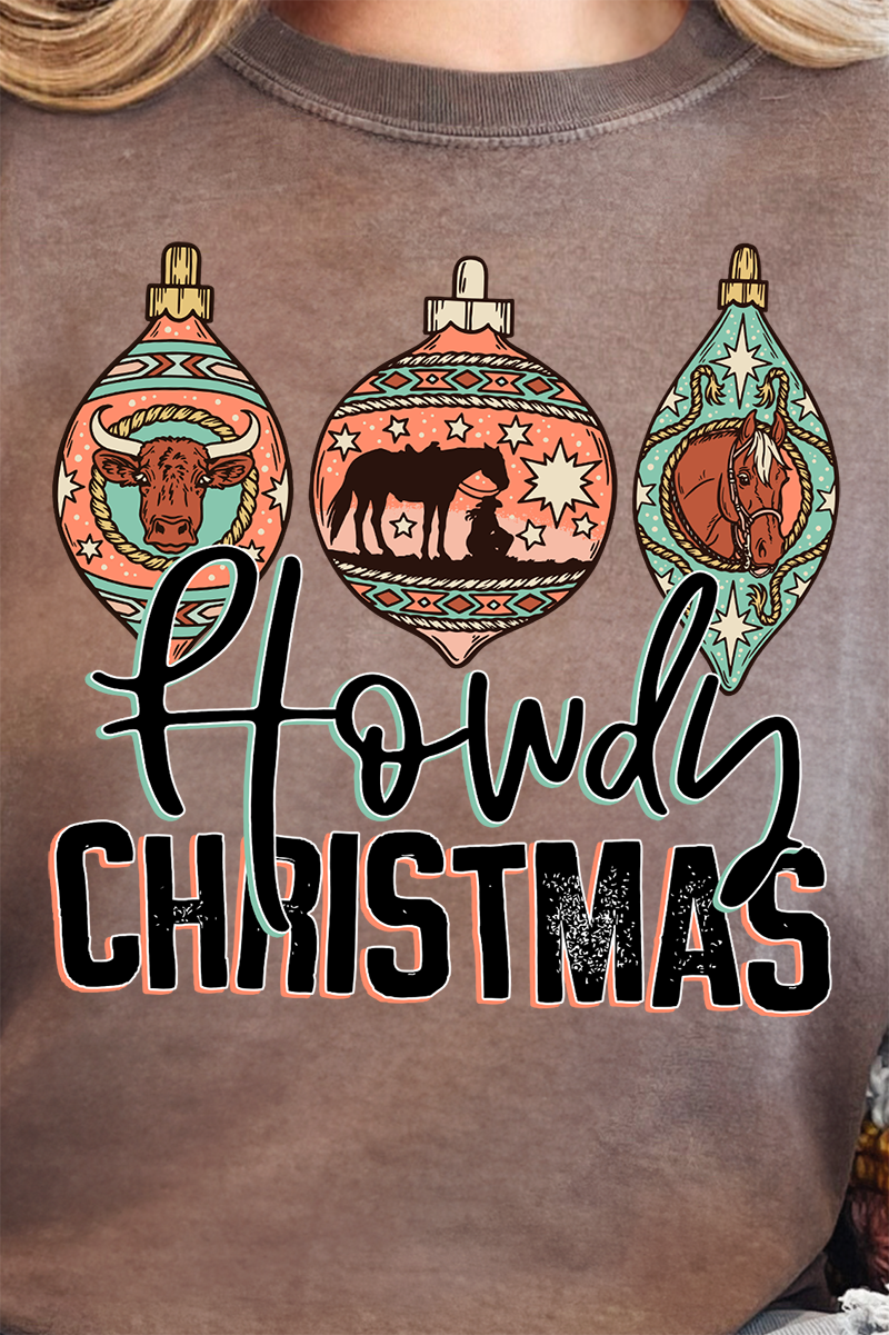 Howdy Horse Christmas Comfort Colors Heavyweight Long product image 2
