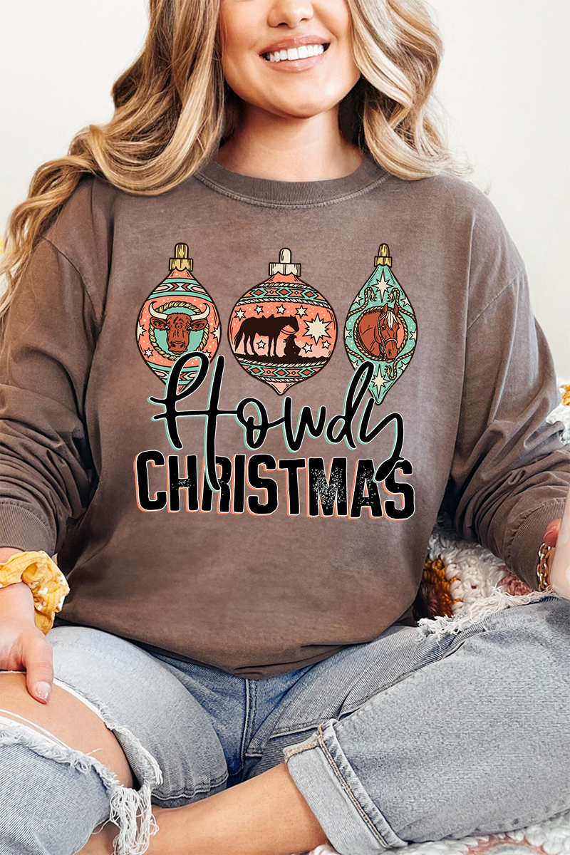 Howdy Horse Christmas Comfort Colors Heavyweight Long product image 1