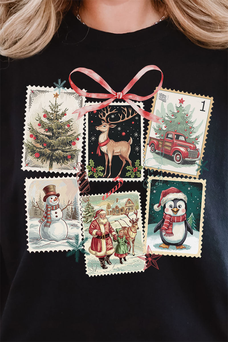 Christmas Vintage Stamps Comfort Colors Heavyweight Long product image 2