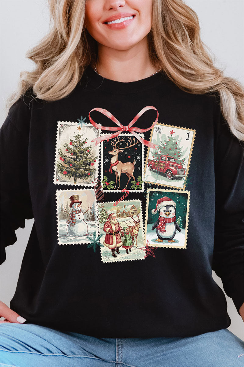 Christmas Vintage Stamps Comfort Colors Heavyweight Long product image 1