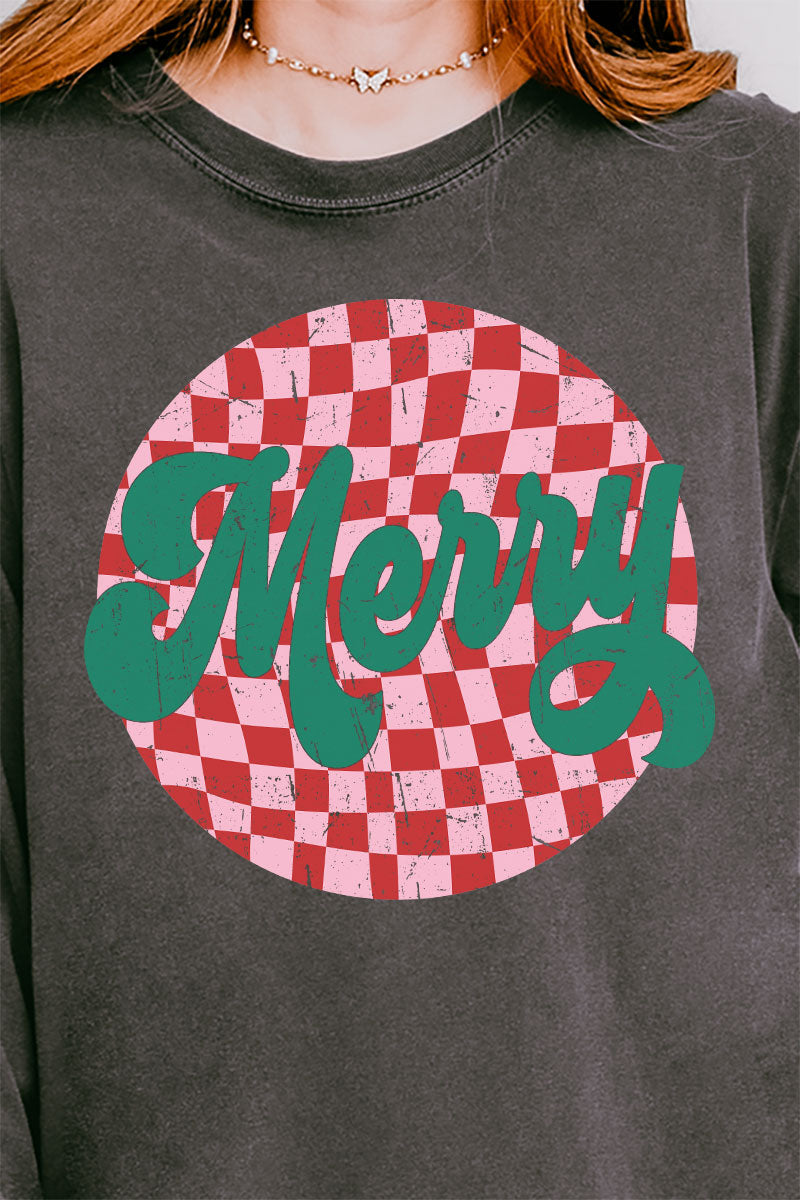 Merry Retro Check Comfort Colors Heavyweight Long Sleeve product image 2