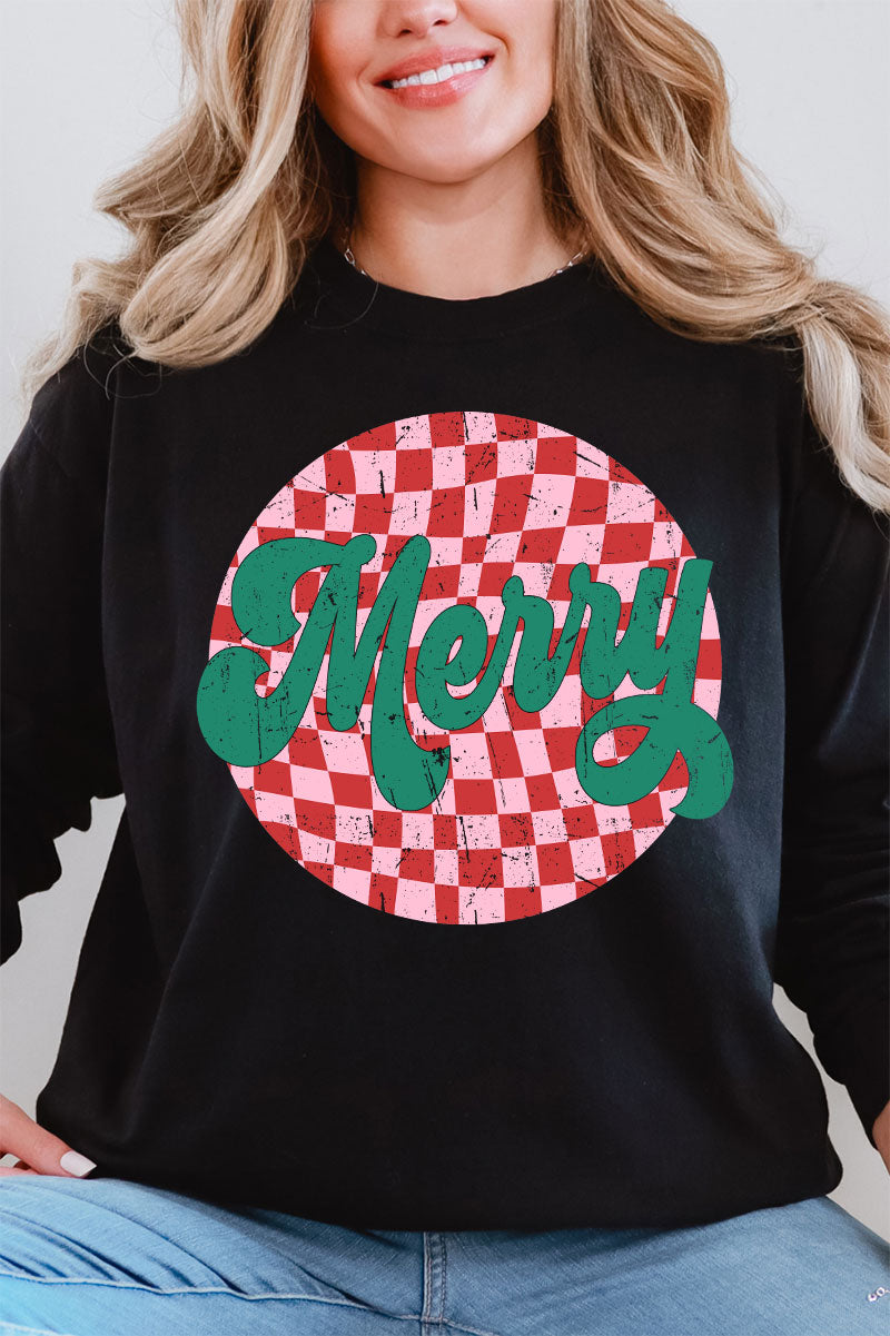 Merry Retro Check Comfort Colors Heavyweight Long Sleeve product image 3