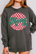 Merry Retro Check Comfort Colors Heavyweight Long Sleeve product image 1