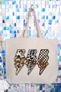 Roping Howdy Lightning Bolt Canvas Jumbo Tote