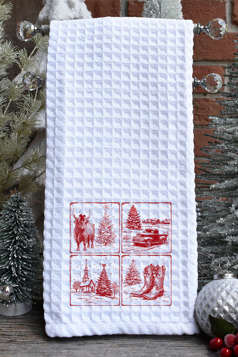 Hometown Holiday Waffle Kitchen Towel