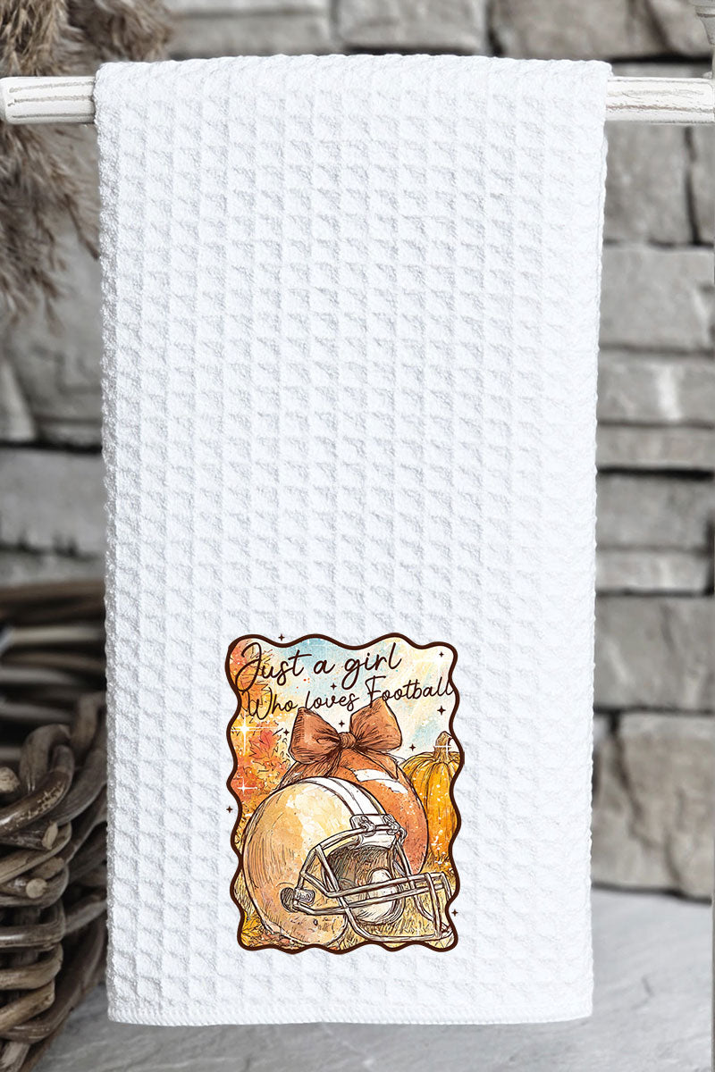 Pumpkin Spice And Football Lights Waffle Kitchen Towel